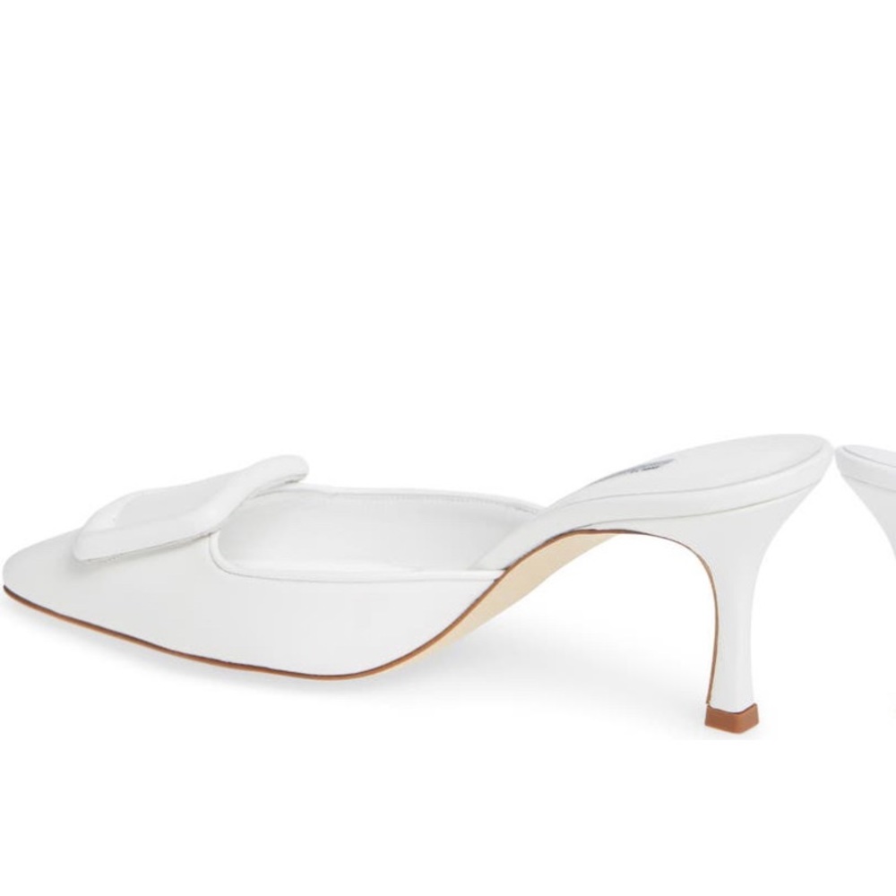 Manolo Blahnik Mysale Buckle pointed Toe Mule Heels